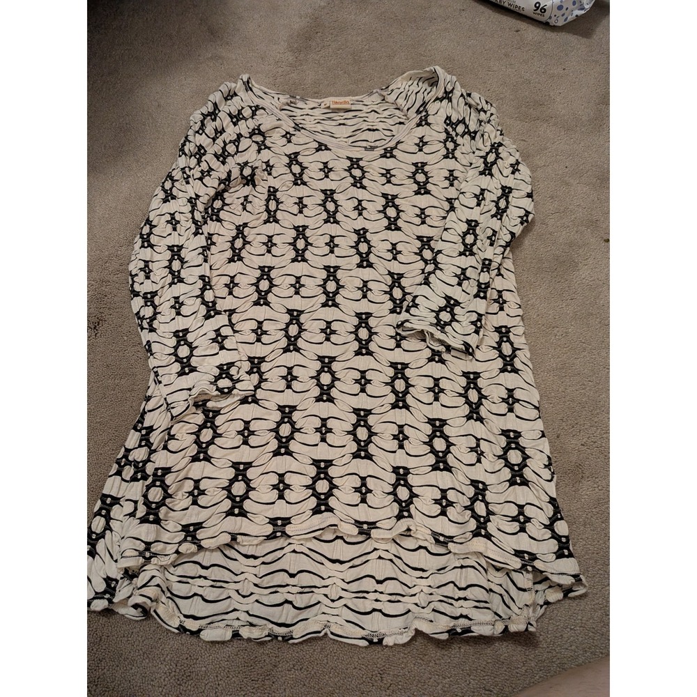 Tianello Steve Barraza Womens Medium Textured Abstract Print High Low Tunic Top